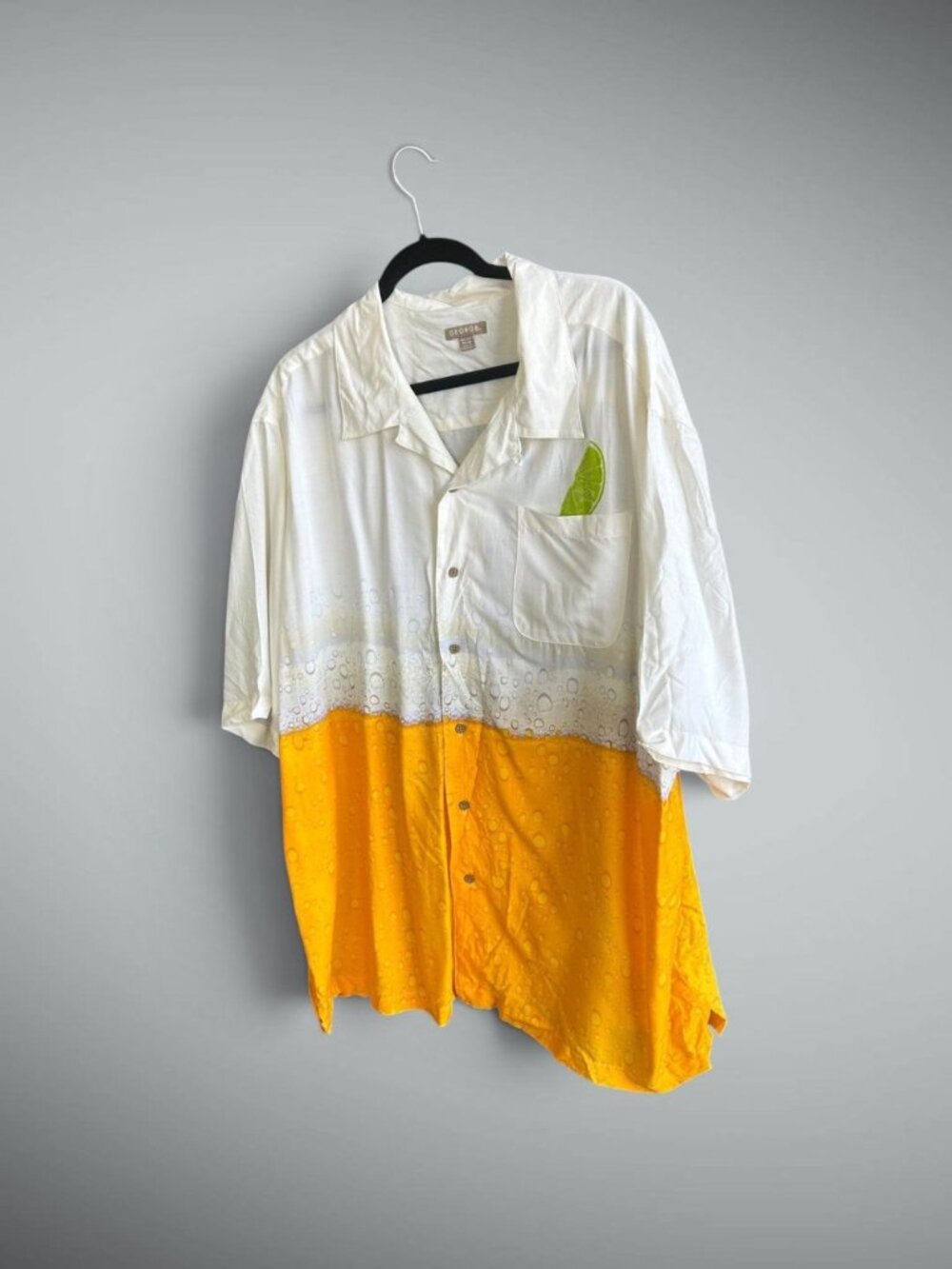 George Hawaiian Style Camp Shirt Beer with Lime Graphic & Bubbles Size 3XL